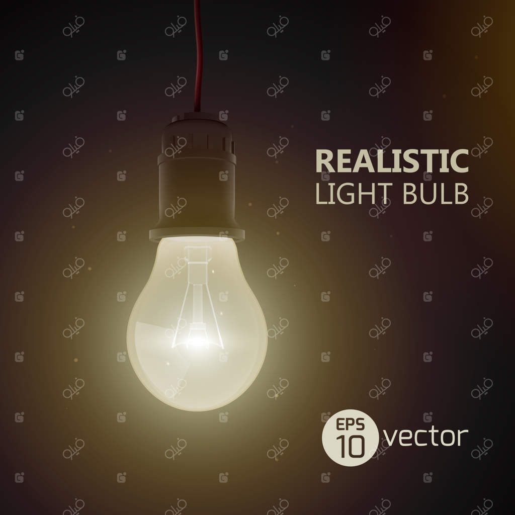 پس‌زمینه با لامپ الکتریکی درخشان در اتاق تاریک و متن عنوانی