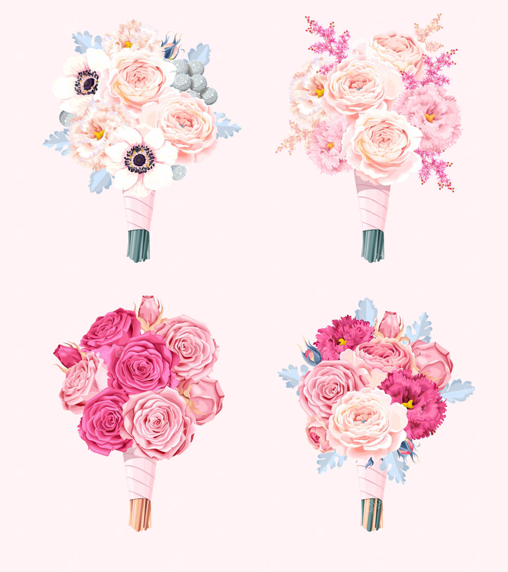 مجموعه وکتور دسته‌گل‌های عروسی