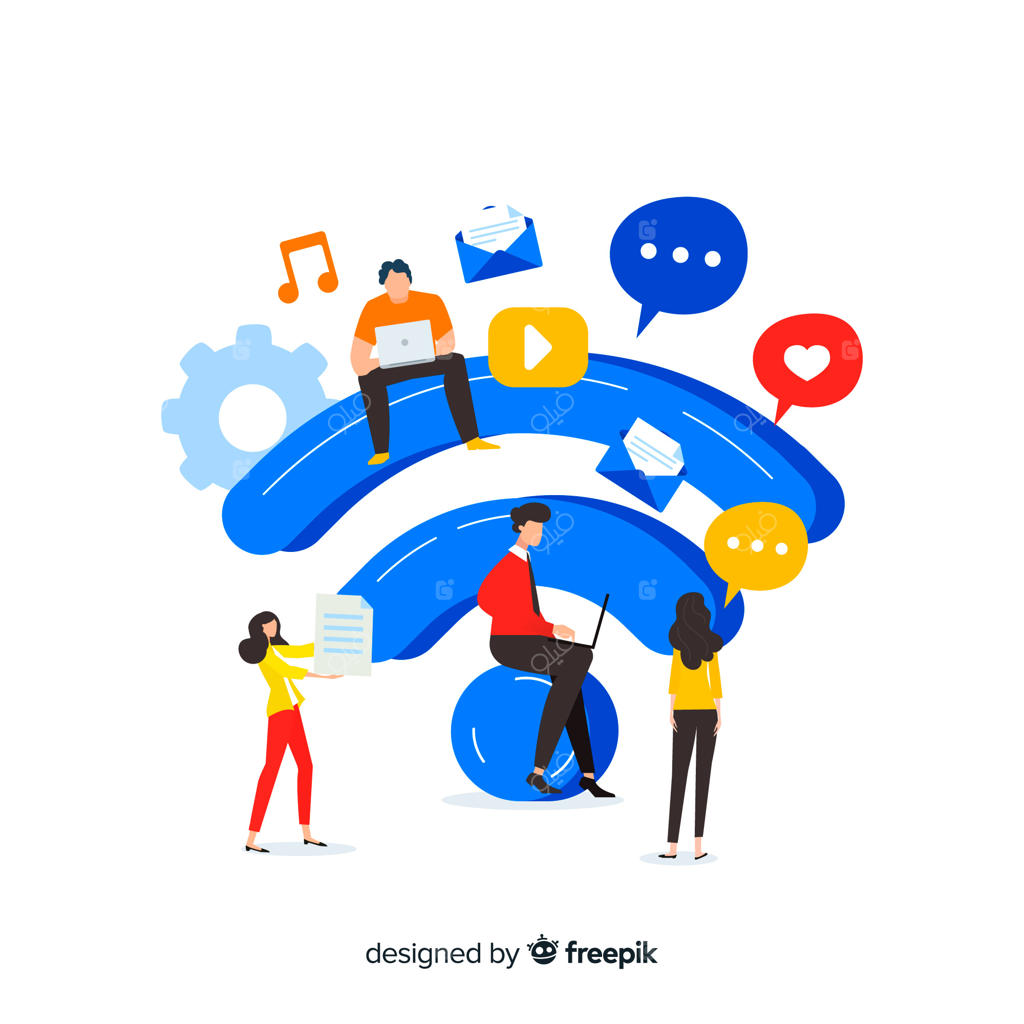 تصویری از مفهوم منطقه وای‌فای تخت با سیگنال