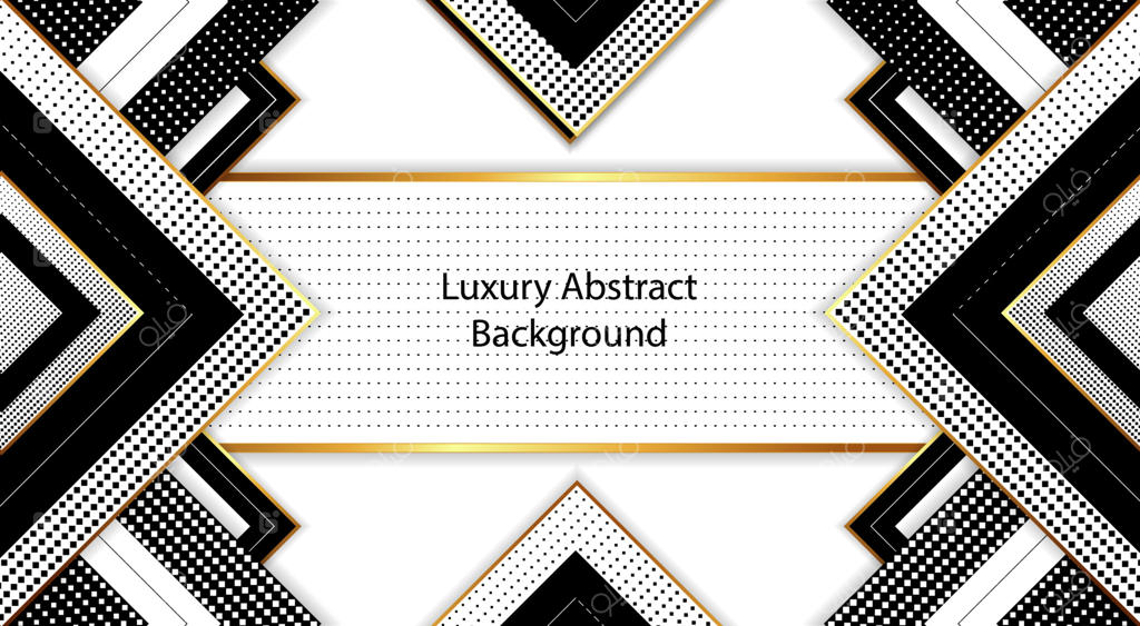 طراحی پس زمینه انتزاعی لوکس مستطیلی در رنگ‌های مشکی، طلایی و سفید