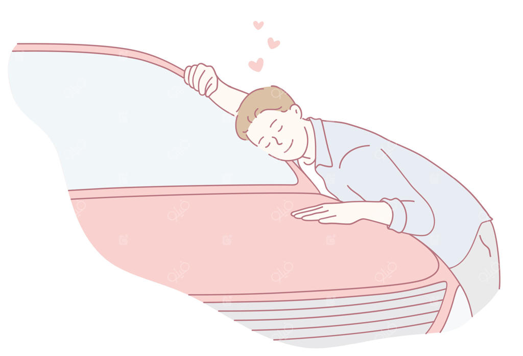 مردی که با شور و احساس، عشق و تحسین زیادی به خودروی محبوب خود نشان می‌دهد