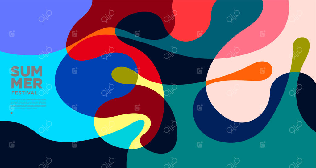 قالب آماده بنر تابستانی با استایل سیال و رنگ‌های شاد