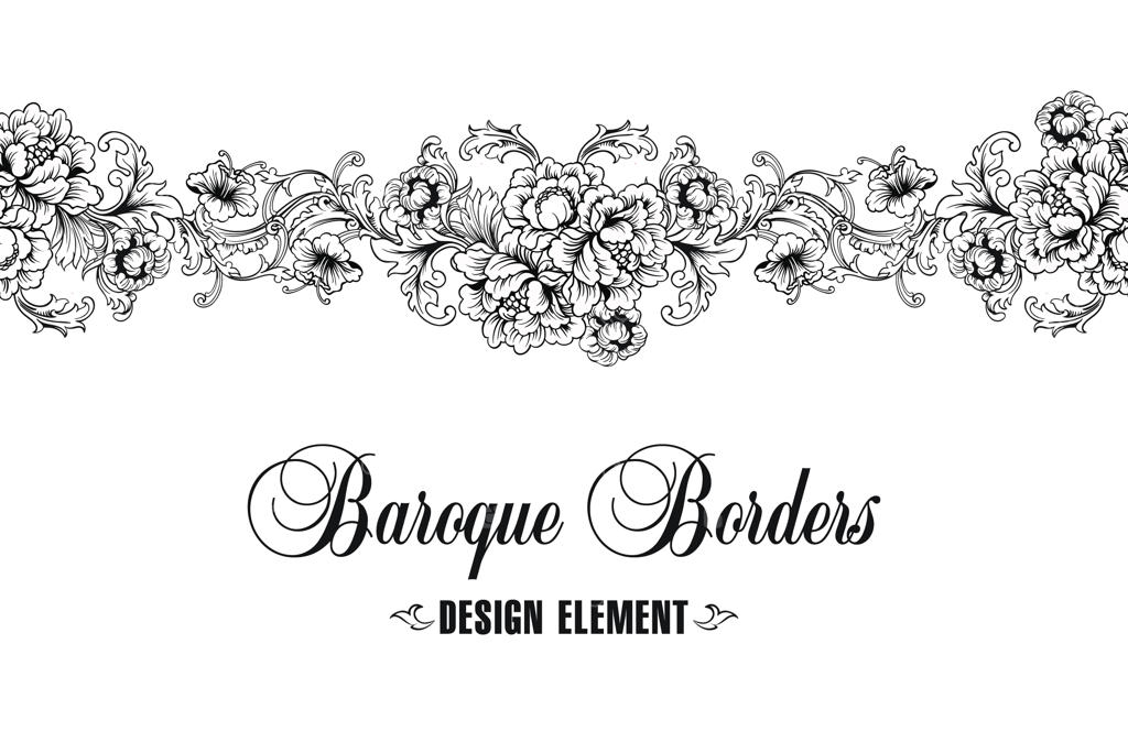 حاشیه تزیینی و قاب، الگوی باروک، وکتور بدون درز