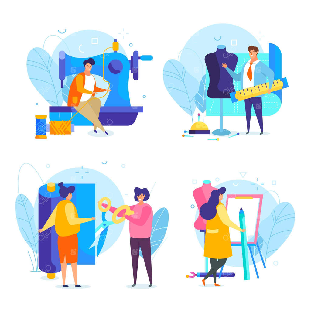 مفهوم طراح مد با طراحی دستی و ساده