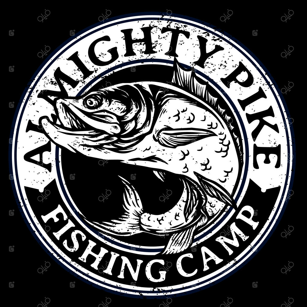 لوگوی نشان مسابقات ماهیگیری با تصویر ماهی باس یا اسنپر قرمز