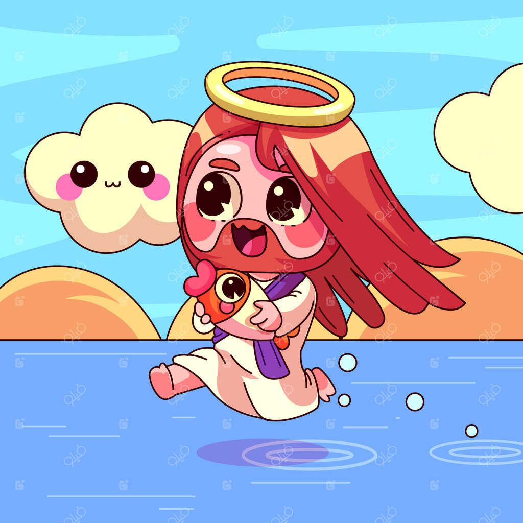 تصویر طراحی شده دستی عیسی بامزه