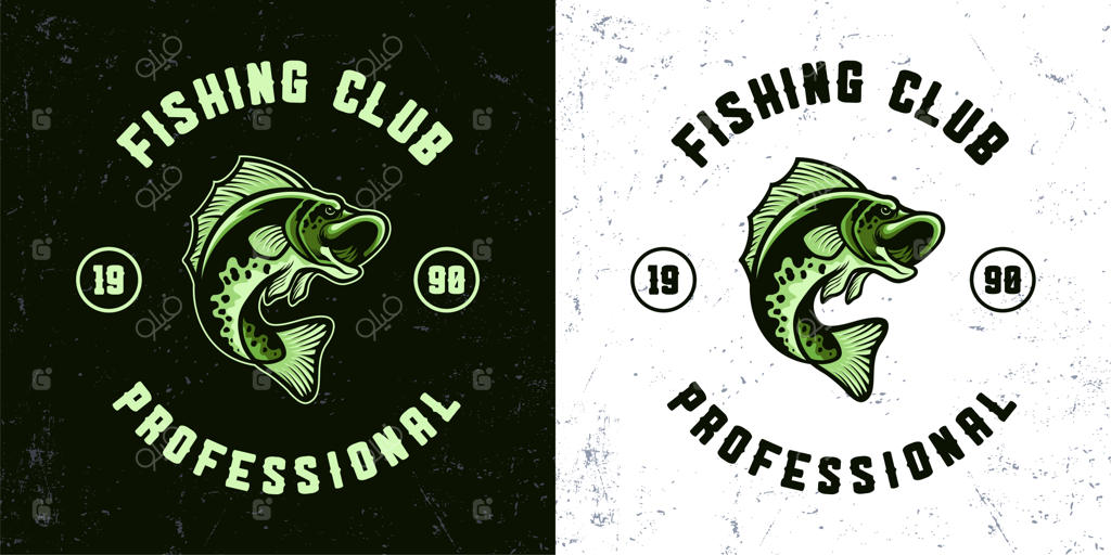 تصویر قدیمی ماسکوت ماهیگیری با طرح ماهی سبز