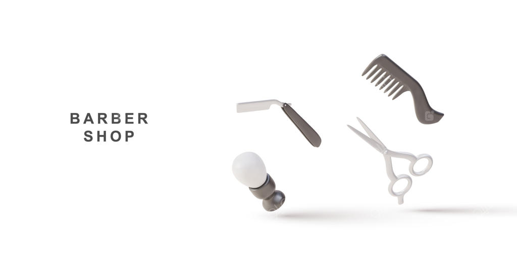 کیت واقع‌گرایانه اشیاء سه‌بعدی پرنده برای آرایشگاه. تصویر وکتور.