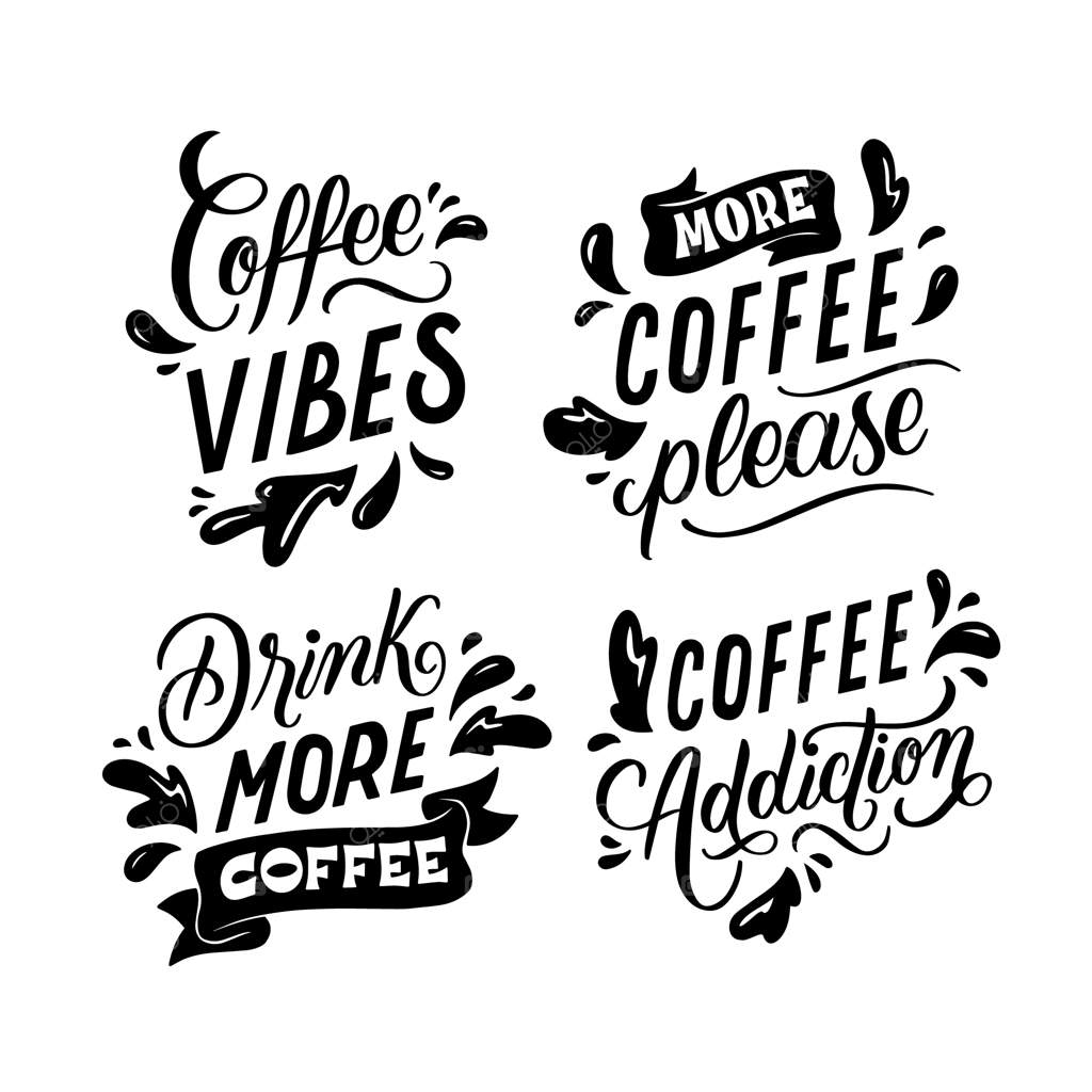 مجموعه استیکر قهوه با نوشته‌های سیاه