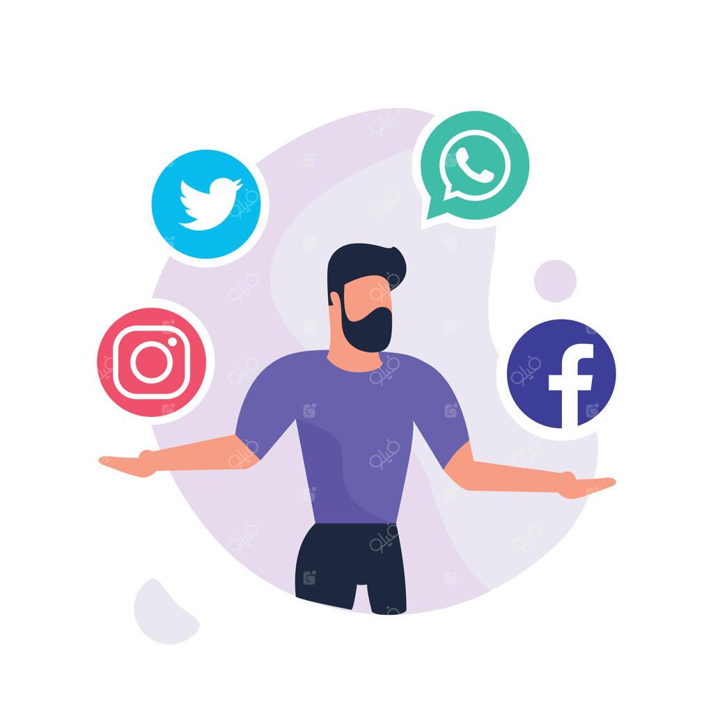 طراحی دستی فعالیت‌های کسب‌وکار و شبکه‌های اجتماعی