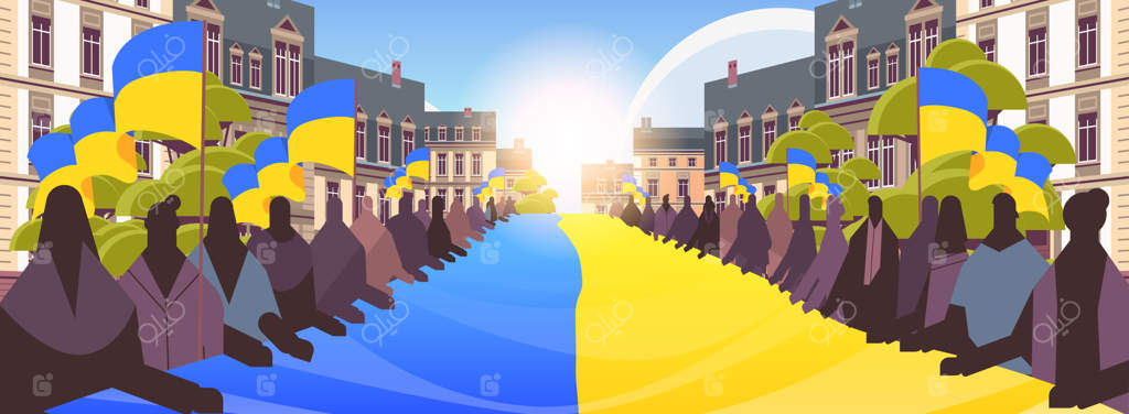 نماهای افراد با پرچم اوکراین دعا برای صلح اوکراین نجات اوکراین از روسیه توقف جنگ