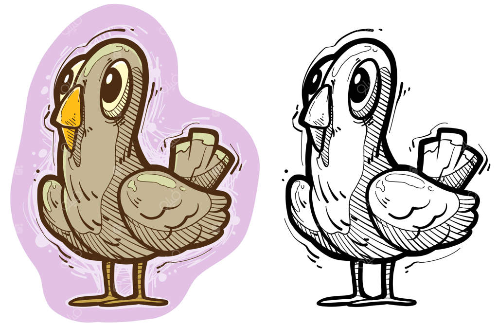 طرح رنگارنگ کبوتر بامزه و قهوه‌ای کارتونیشده