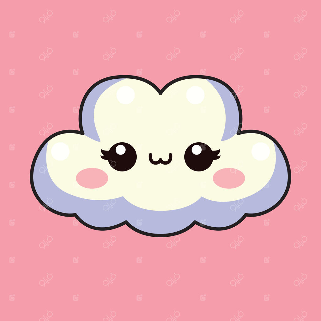 ابر ناز و نرم کیوت با گونه‌های قرمز و لبخند: مناسب برای طرح‌های هواشناسی، چاپ‌های کودکان و دکوراسیون اتاق نوزاد.