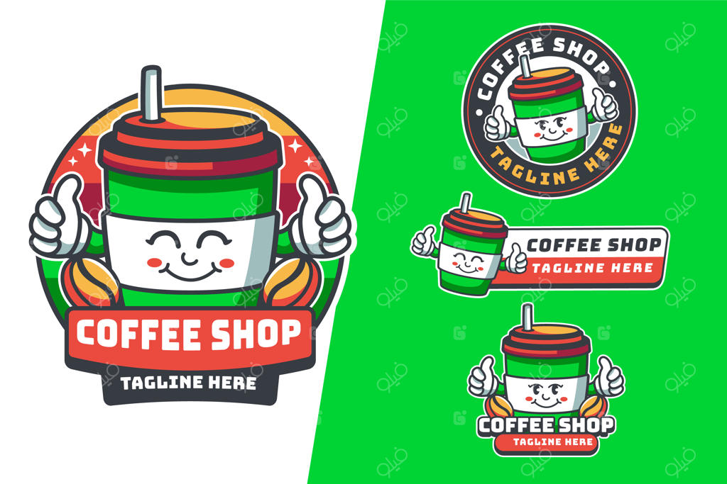 قالب لوگوی قهوه دستی طراحی شده