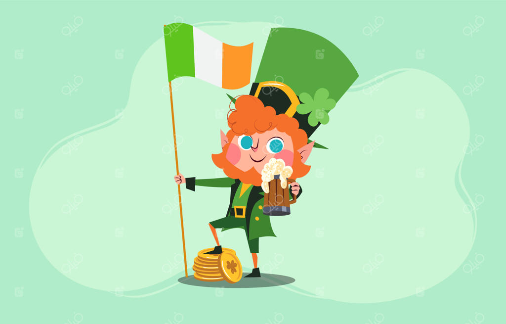 یک لپرکان با پرچم و پرچم