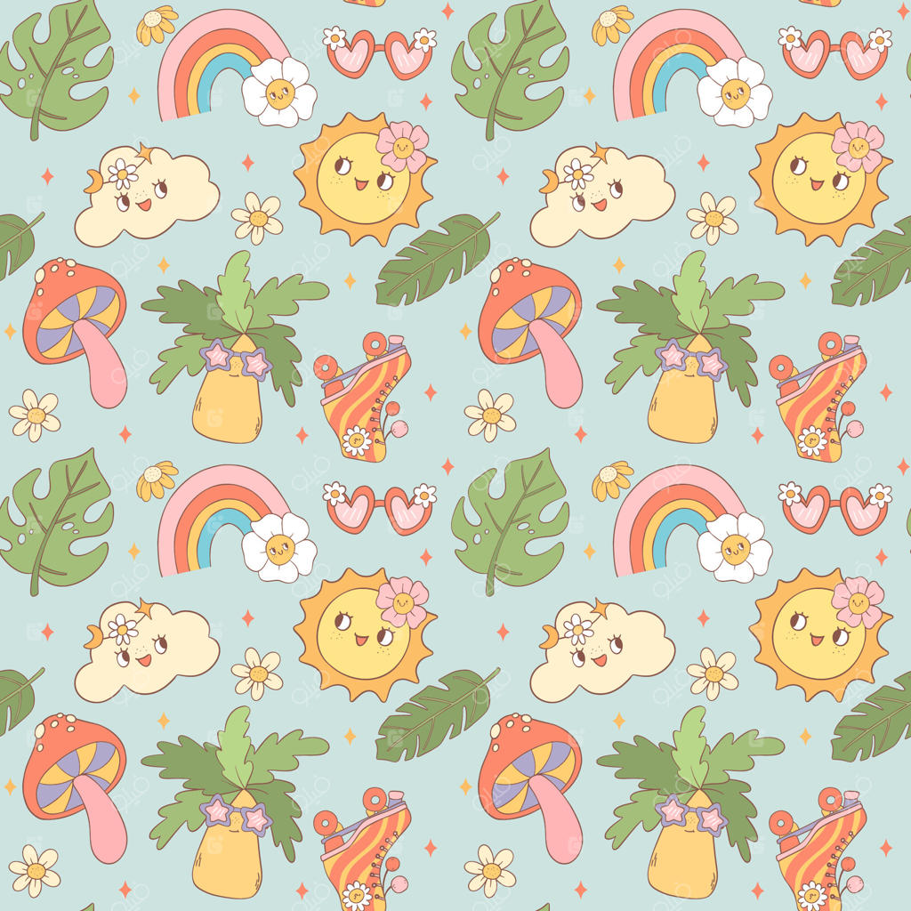 طرح یکپارچه تابستانی رترو: طراحی پس‌زمینه شاد و رنگارنگ