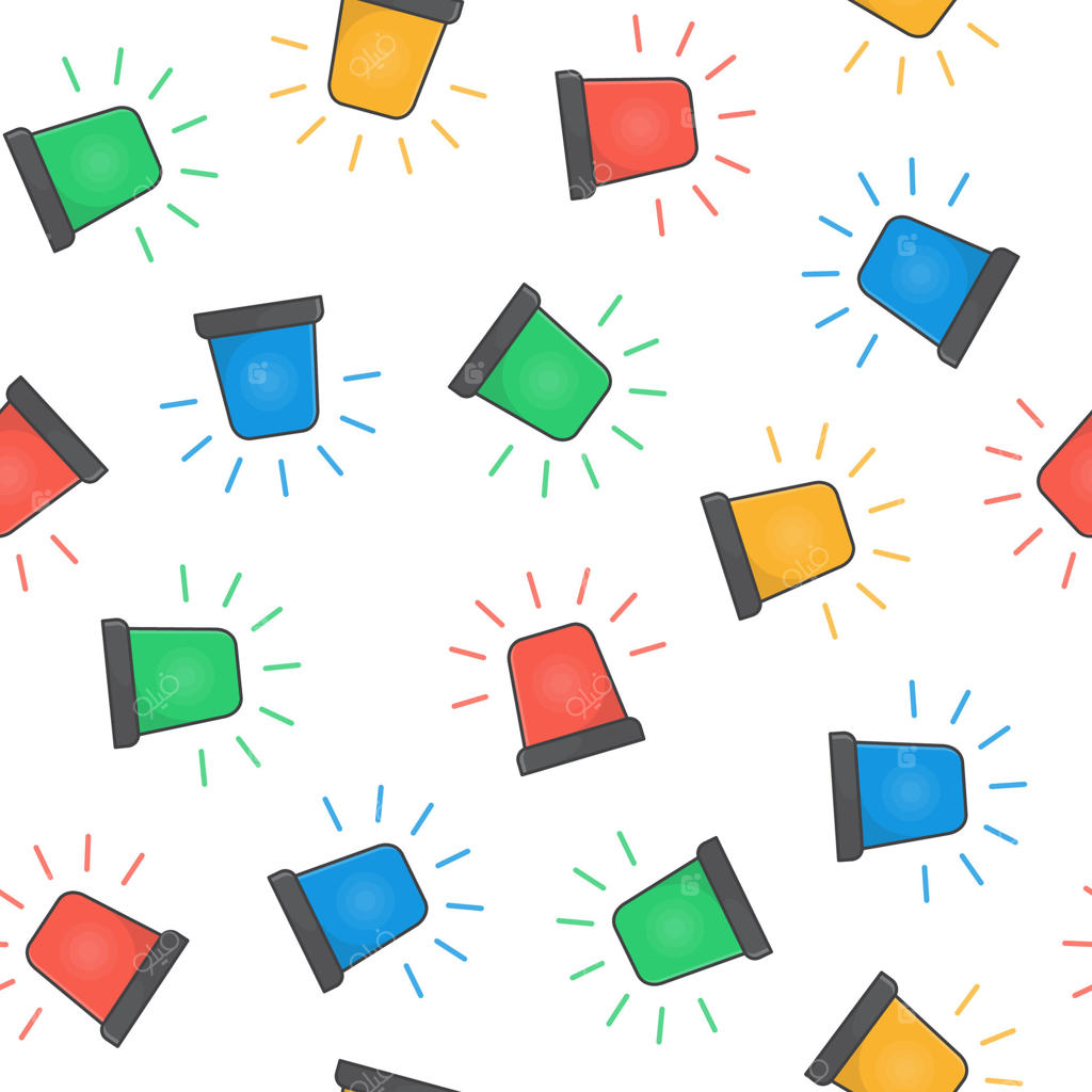 الگوی یکپارچه آژیر قرمز روی پس‌زمینه سفید: تصویرسازی با موضوع آژیر اضطراری