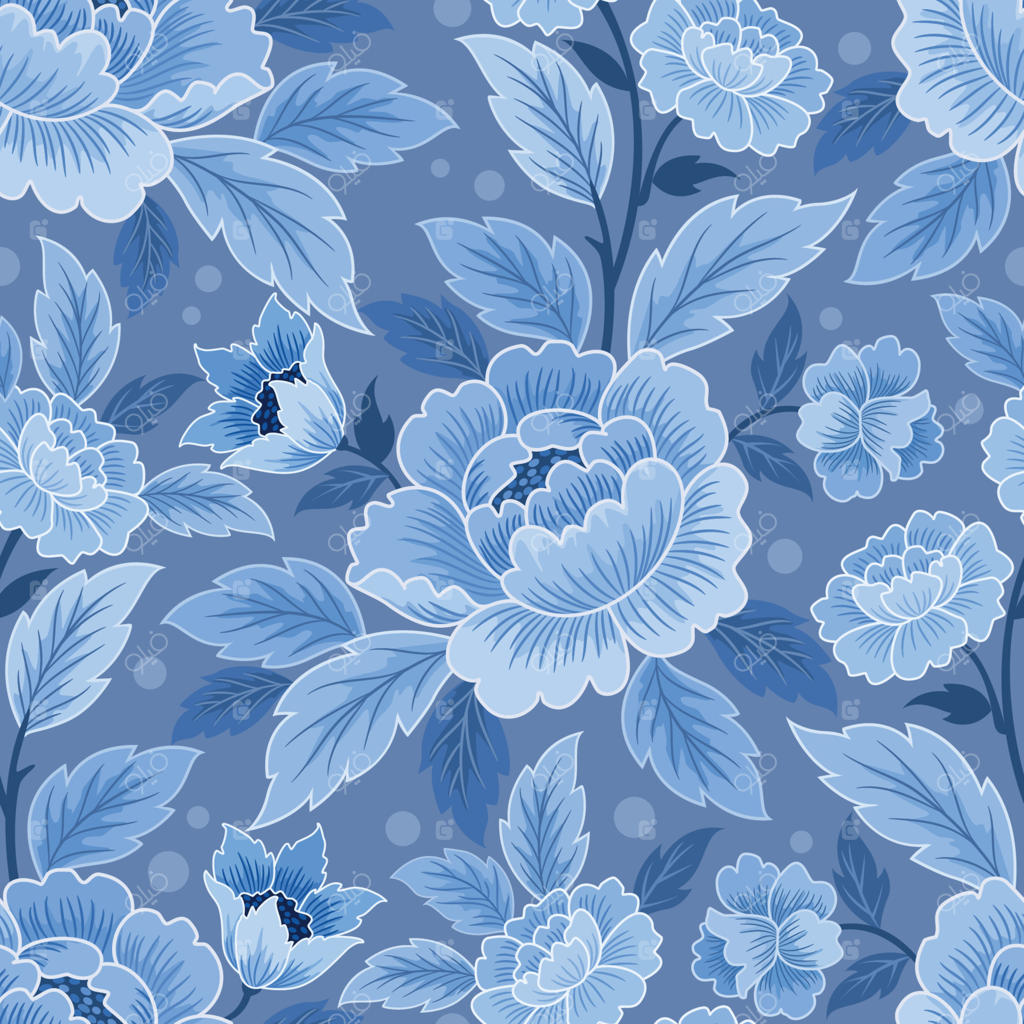 طرح یکدست تزئینی گل‌های آبی.