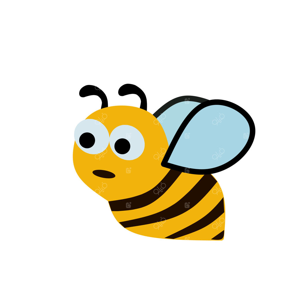 زنبور عسل با بال‌ها، نماد زنبور تولیدکننده عسل یا شهد شیرین. زنبورداری و باغ زنبور، کسب و کار تولید عسل در مزرعه‌ی روستایی.