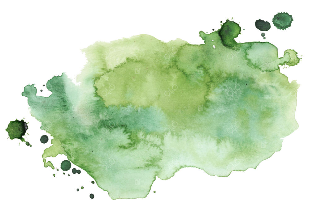 لکه آبرنگی سبز نقاشی‌ شده با دست با مفهوم محیط زیست برای ارائه‌ها، بسته‌بندی و بنر وب‌سایت