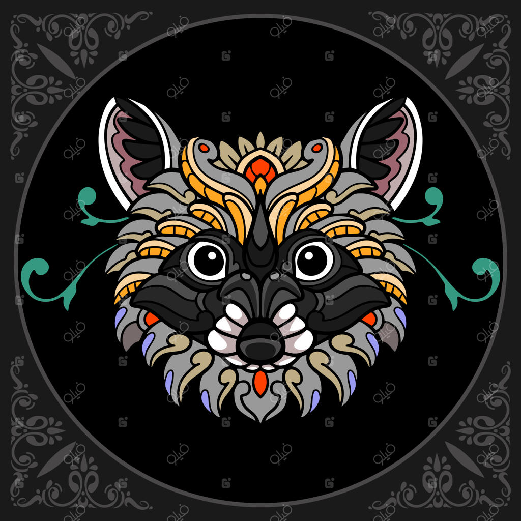 هنرهای زندنگل راکون بر روی زمینه سیاه