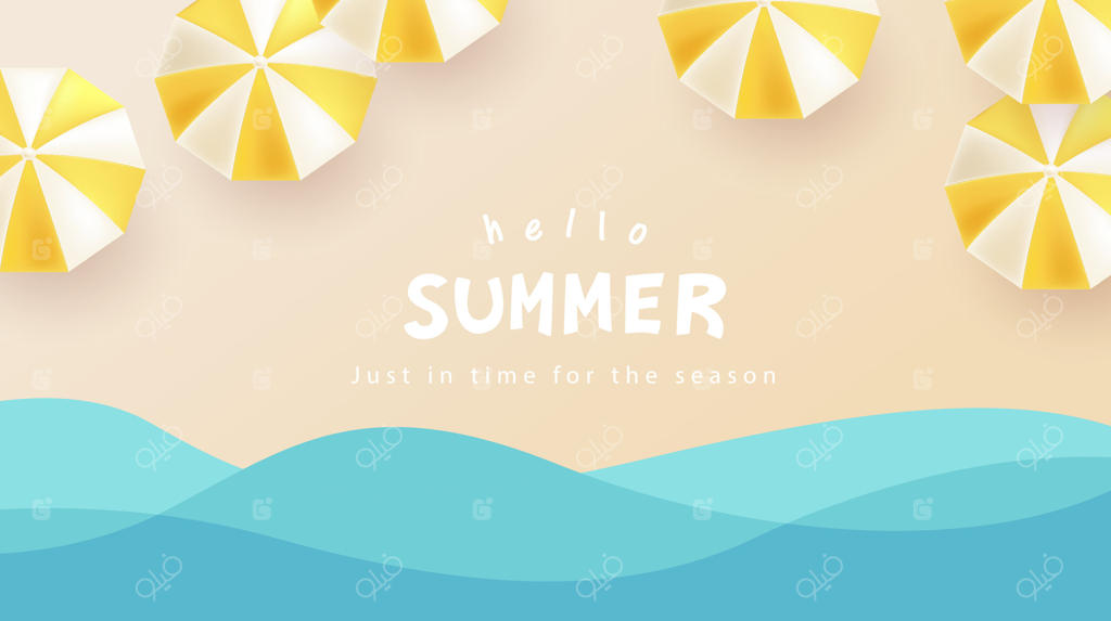 خوش آمدید به تابستان: احساس خورشید و ساحل با وکتور حرفه‌ای