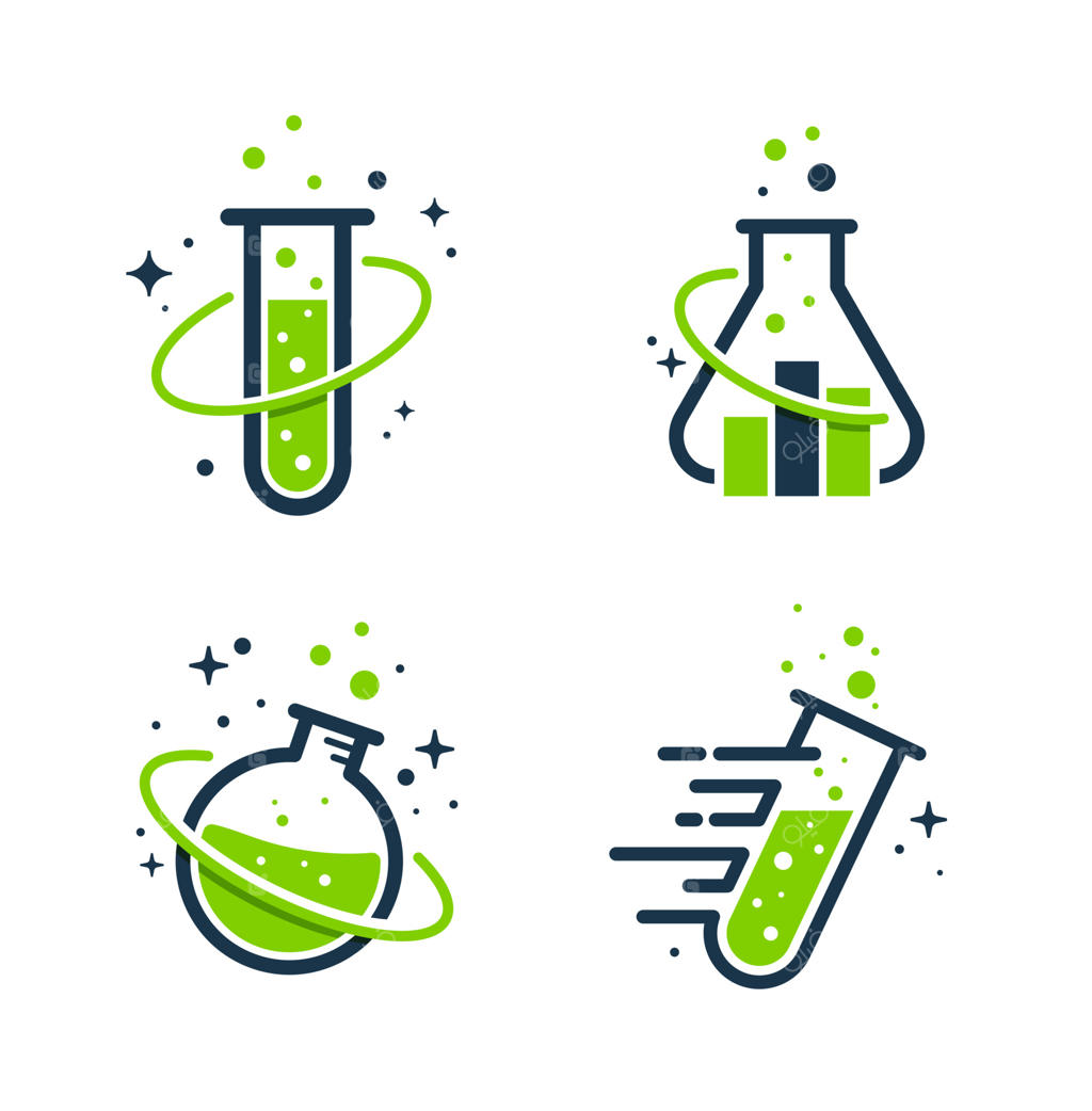 المان طراحی لوگوی آزمایشگاه، وکتور آیکون با طراحی تخت