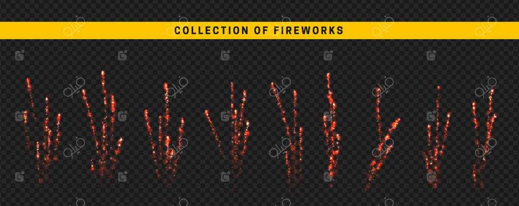 جشن آتش‌بازی قرمز: نور سفید بر روی زمینه مشکی. طراحی واقعی وکتور.