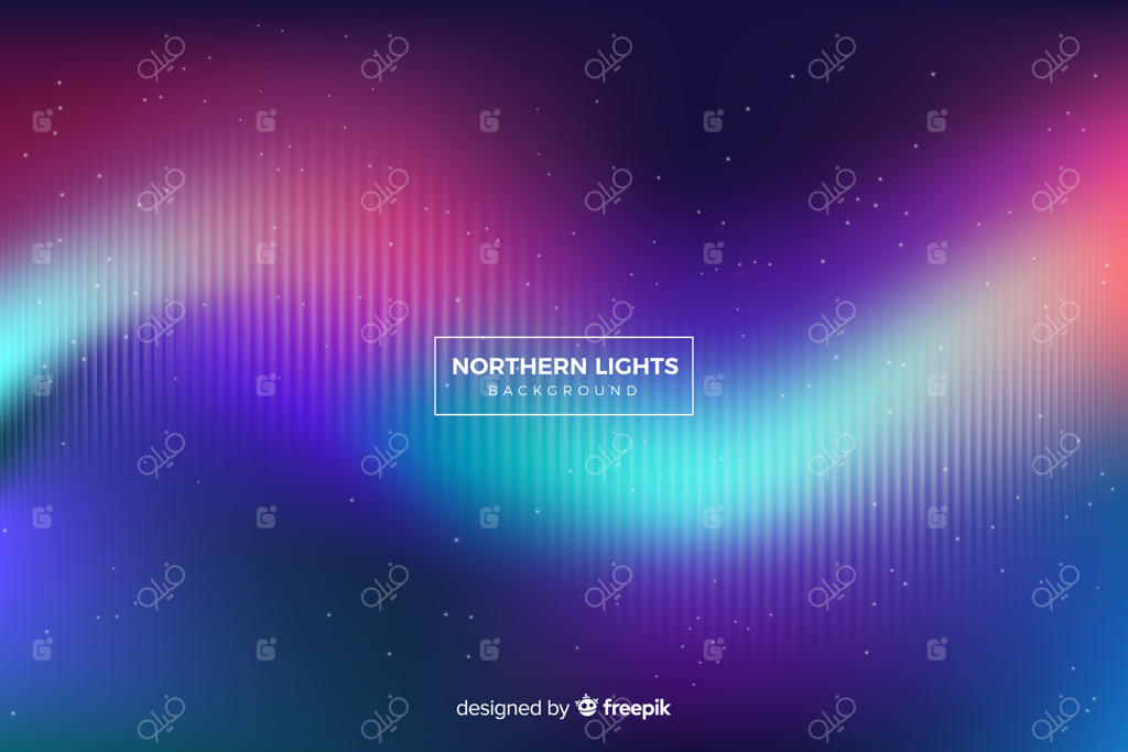 شفق قطبی مواج با خطوط محو و ستارگان