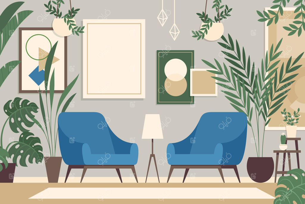 تصویرسازی گیاهان آپارتمانی کشیده شده با دست