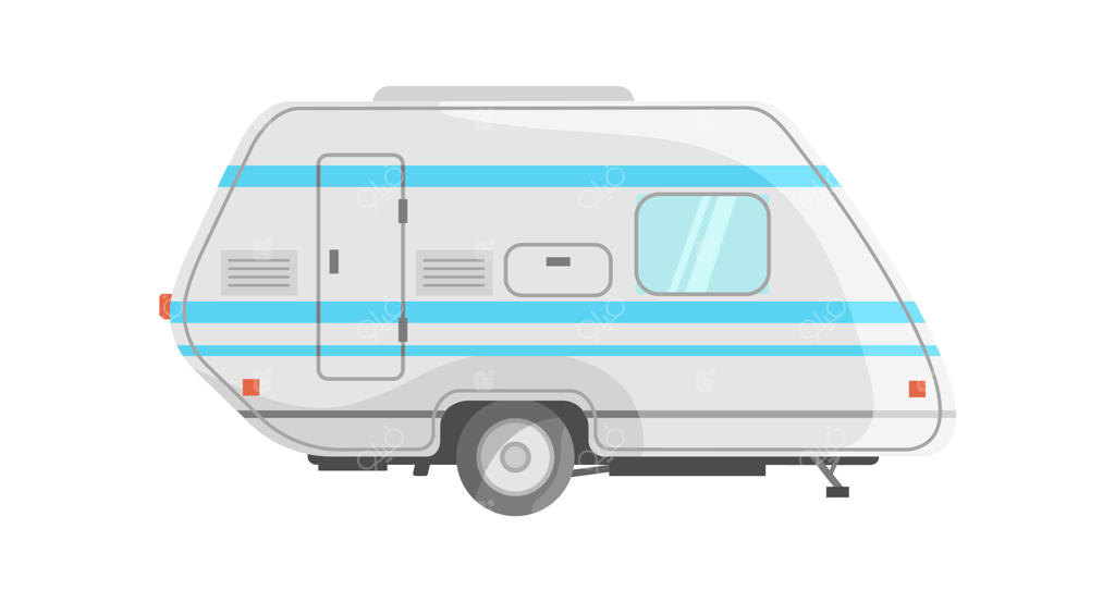 تراکتور سفید با نوارهای آبی - تصویر وکتور آیکون توریستی قدیمی و کلاسیک برای جاده، جدا شده بر روی زمینه سفید