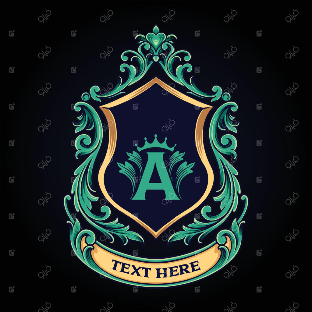 نشان سپر سبز و تاج با روبان کلاسیک