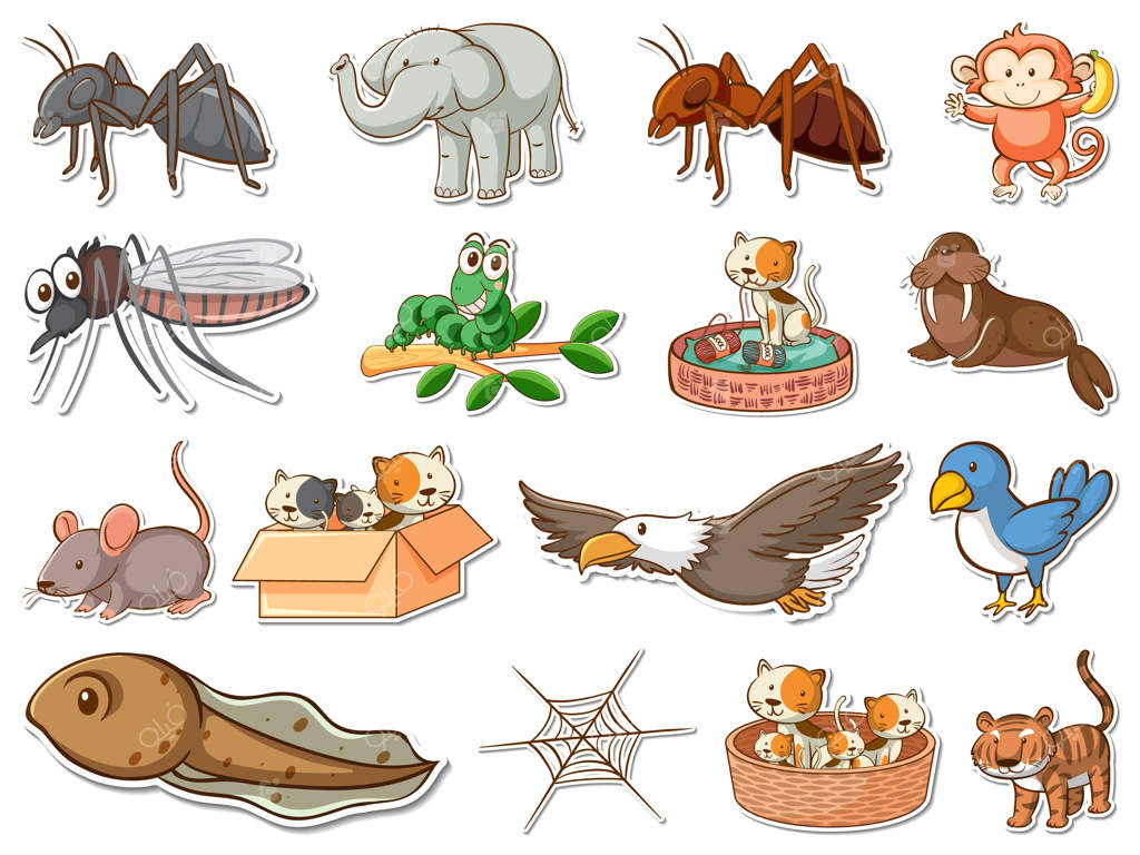 مجموعه برچسب‌های حیوانات وحشی کارتونی