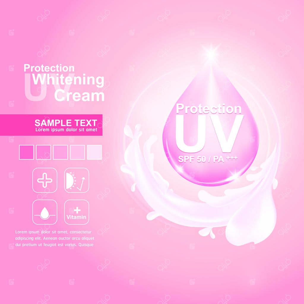 محافظت UV روی پس‌زمینه صورتی برای محصولات مراقبت از پوست