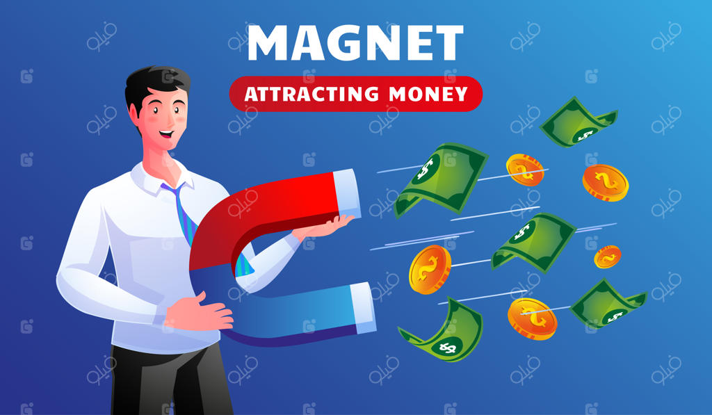 تاجر با آهنربا پول جذب می‌کند