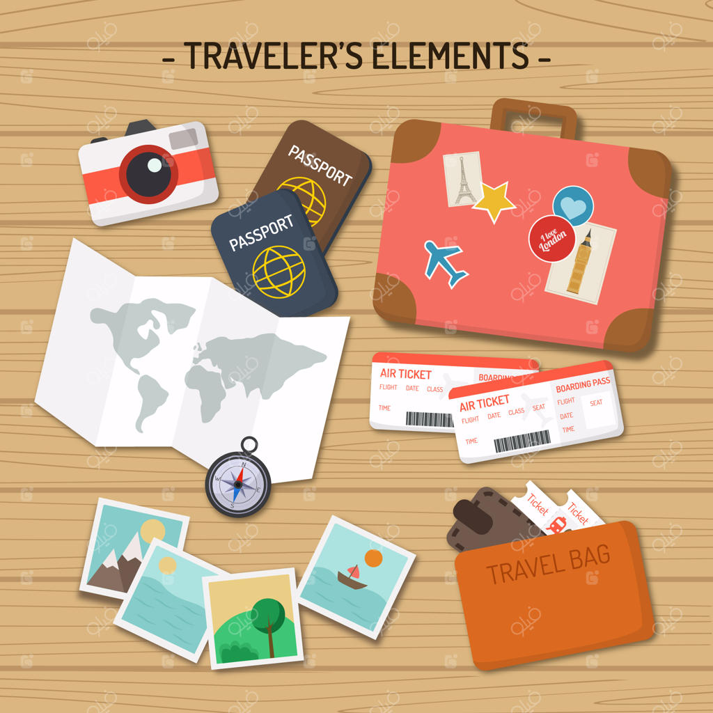 بسته عناصر طراحی برای گردشگران