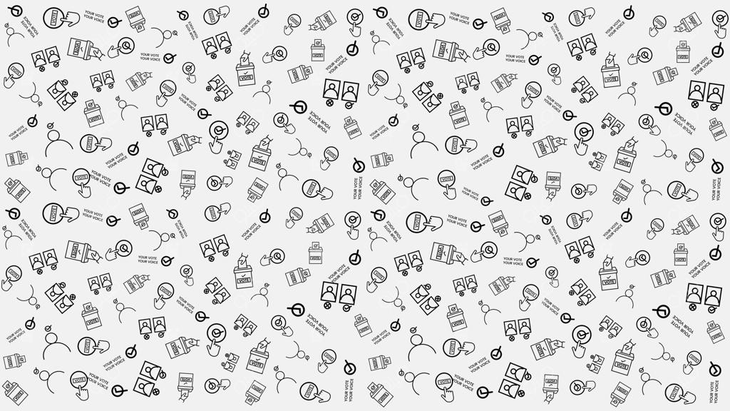 پس‌زمینه طرح‌دار با آیکون‌های انتخابات و رأی‌گیری به سبک طرح دستی