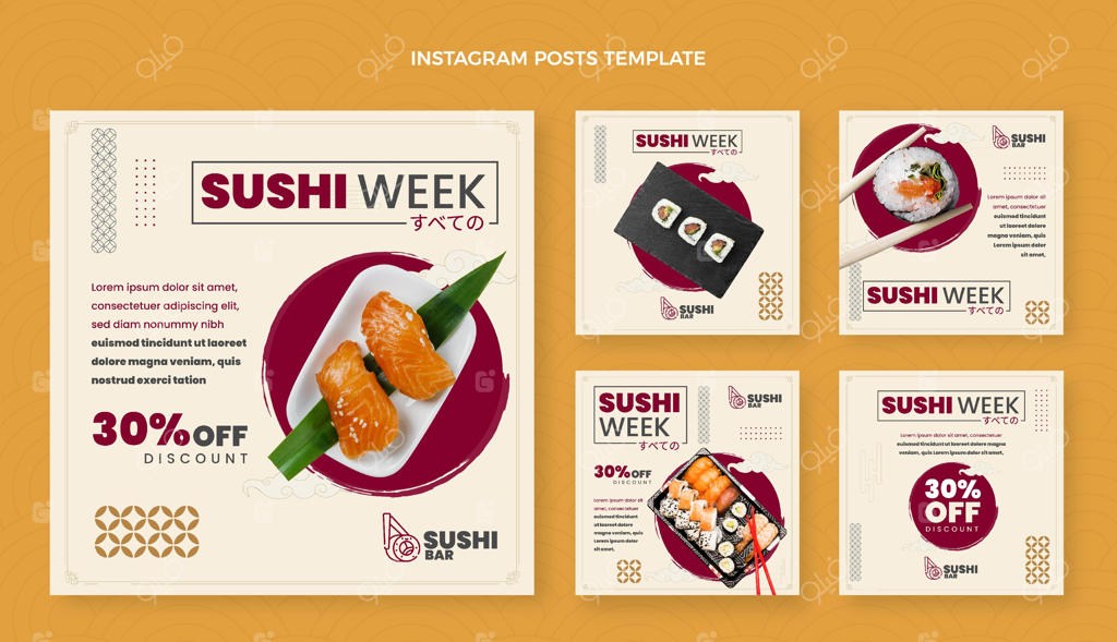 پست‌های اینستاگرامی هفته سوشی با طراحی تخت