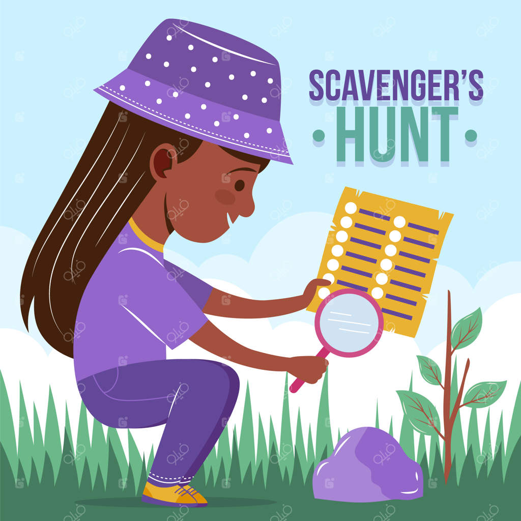 تصویرسازی طراحی دستی برای شکار گنجینه به صورت فلت