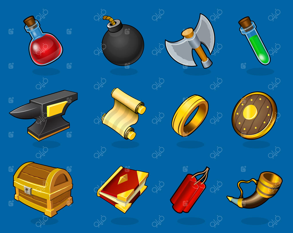 مجموعه‌ای از اشیاء رنگارنگ