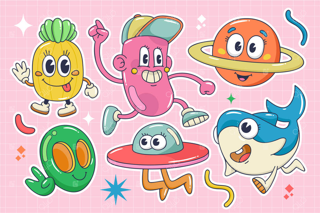 مجموعه عناصر کارتونی شیک و مد روز دوودل