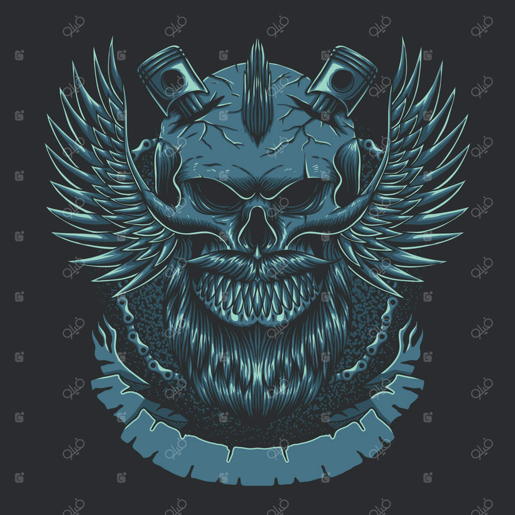 تصویرسازی کلوپ موتورسواری بال‌جمجمه‌ای