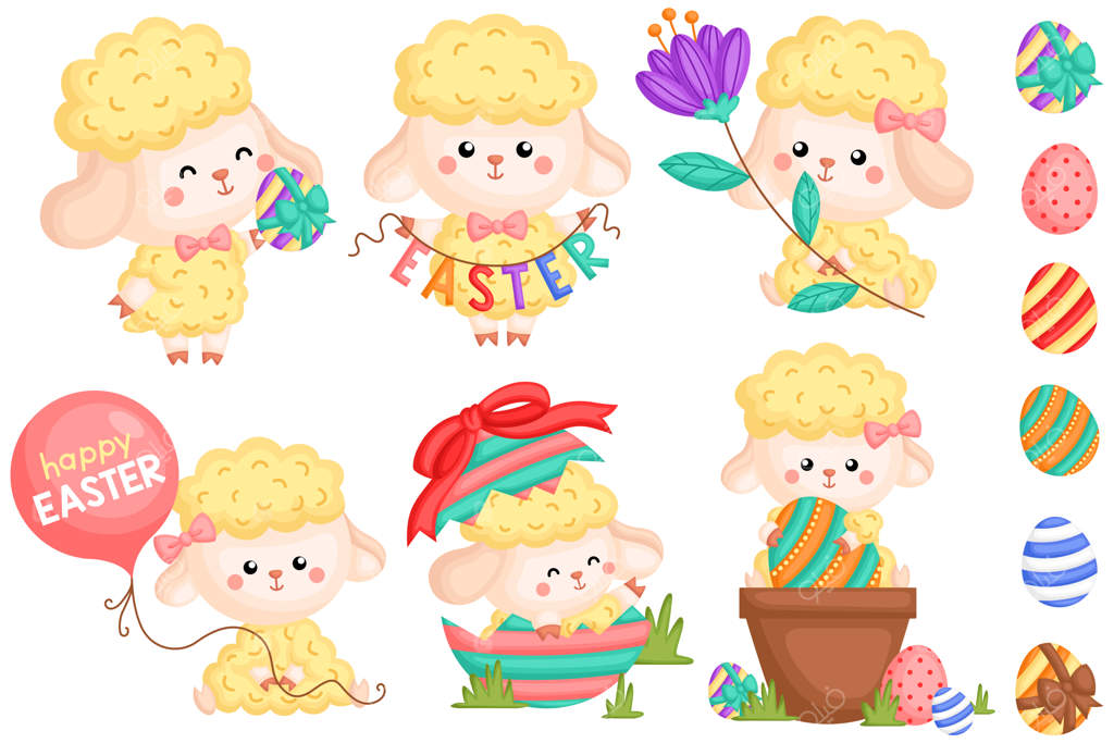 مجموعه وکتور بره‌های بامزه برای عید پاک