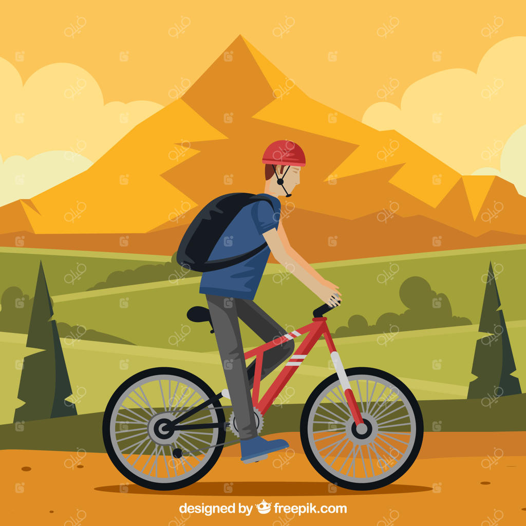 مردی با دوچرخه در دل طبیعت