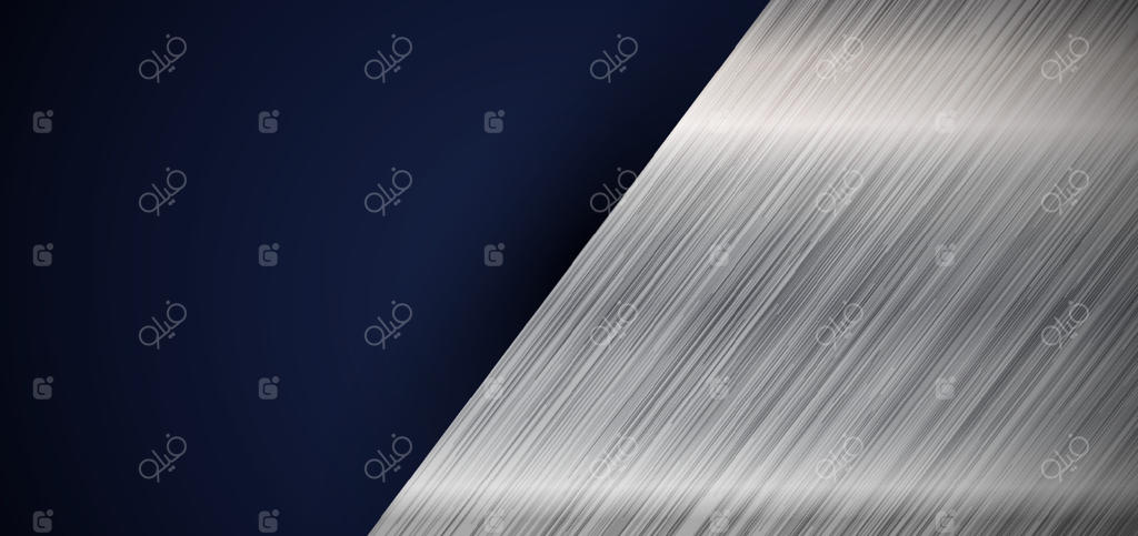 بنر انتزاعی وب با طراحی نقره‌ای براق در پس‌زمینه آبی تیره