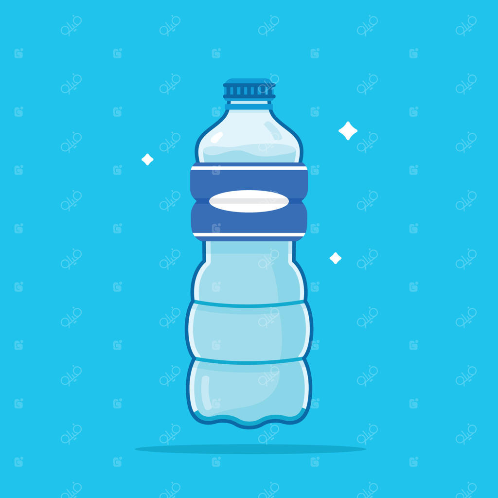 بطری آب پلاستیکی موج‌دار ۳۸۰ میلی‌لیتری، آب آشامیدنی آبی و سالم در بطری بسته‌بندی شده، قابل بازیافت و آسان برای نگهداری.