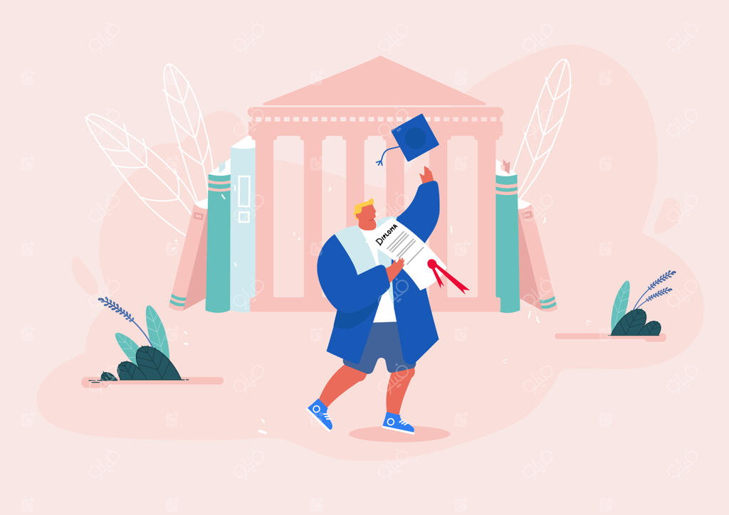 شخصیت مرد در لباس فارغ‌التحصیلی