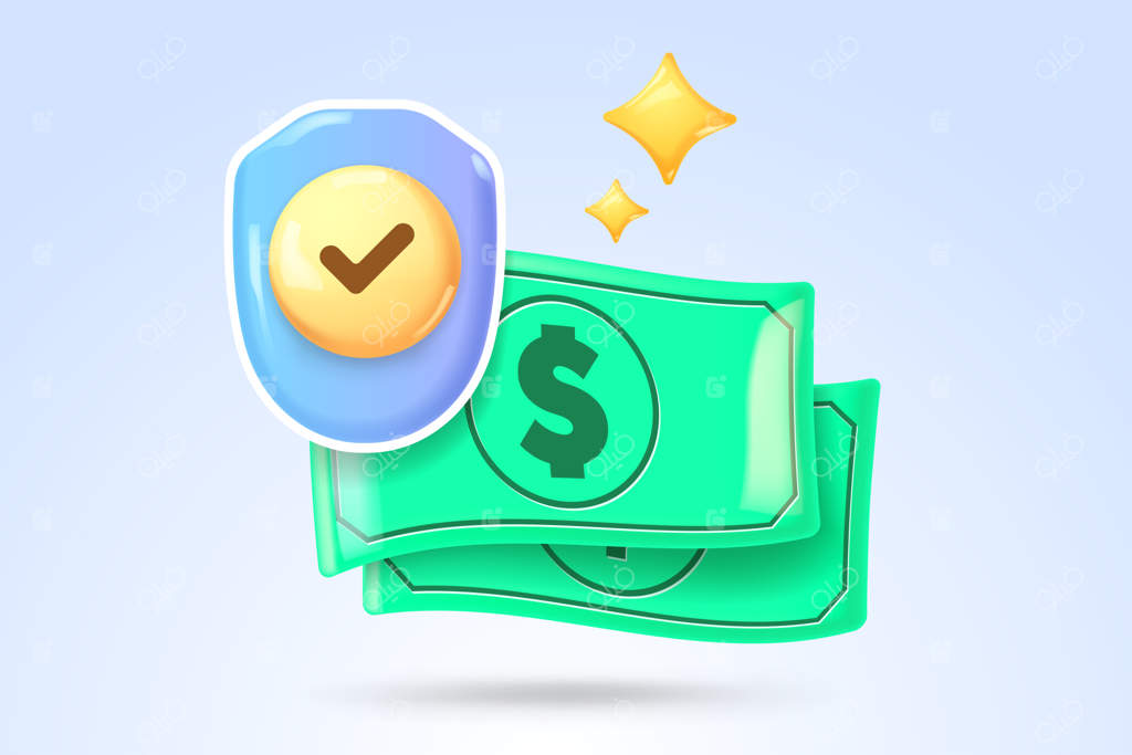 تصویر اسکناس سه‌بعدی برای آیکون کسب‌وکار