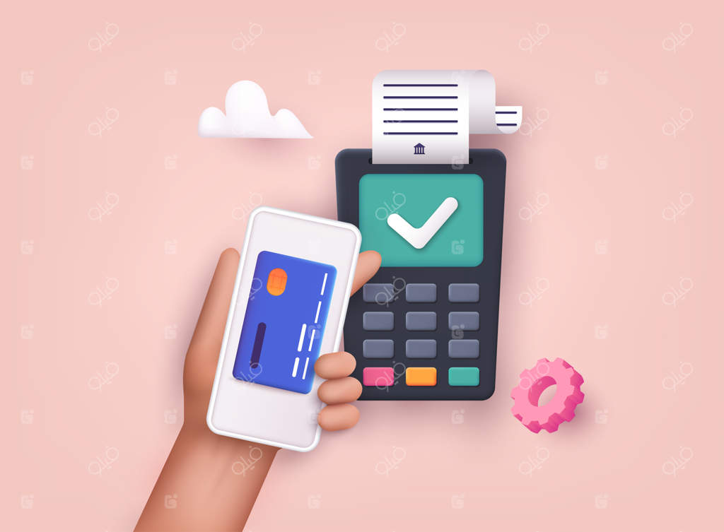 برداخت بی‌تماس با تصاویر سه‌بعدی وب: مفهوم پایانه پرداخت NFC و تراکنش‌های آنلاین با پی‌پَس