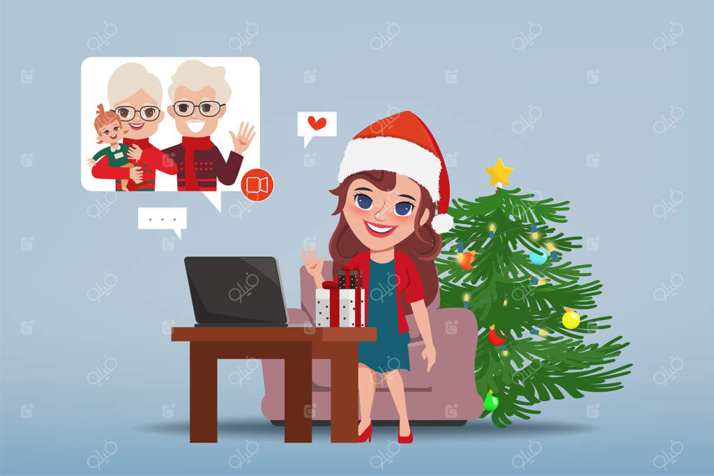 کنفرانس ویدئویی مردم در تعطیلات کریسمس.